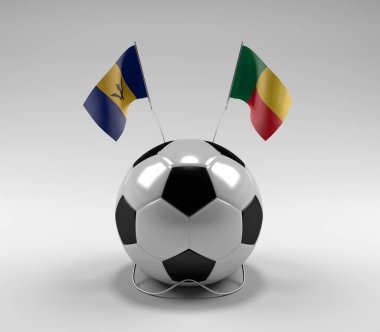 Barbados - Benin Futbol Bayrakları, Beyaz Arkaplan - 3D Render