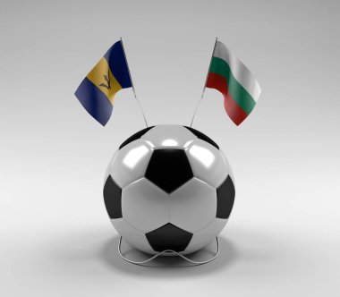 Barbados - Bulgaristan Futbol Bayrakları, Beyaz Arkaplan - 3D Hazırlama