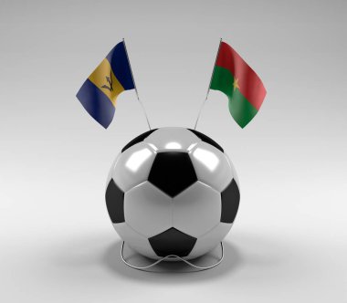 Barbados - Burkina-Faso Futbol Bayrakları, Beyaz Arkaplan - 3D Render