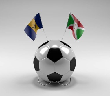 Barbados - Burundi Futbol Bayrakları, Beyaz Arkaplan - 3D Render