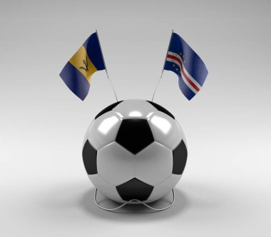 Barbados - Cape-Verde Futbol Bayrakları, Beyaz Arkaplan - 3D Render