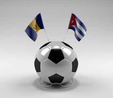 Barbados - Küba Futbol Bayrakları, Beyaz Arkaplan - 3D Render