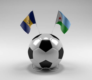 Barbados - Cibuti Futbol Bayrakları, Beyaz Arkaplan - 3D Render