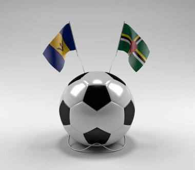 Barbados - Dominica Futbol Bayrakları, Beyaz Arkaplan - 3D Render