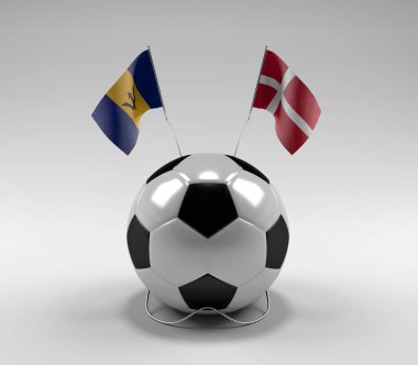 Barbados - Danimarka Futbol Bayrakları, Beyaz Arkaplan - 3D Render