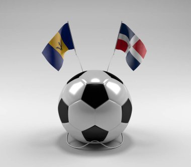 Barbados - Dominik Cumhuriyeti Futbol Bayrakları, Beyaz Arkaplan - 3D Render