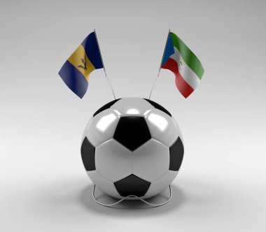 Barbados - Ekvator-Gine Futbol Bayrakları, Beyaz Arkaplan - 3D Render