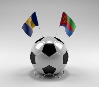 Barbados - Eritre Futbol Bayrakları, Beyaz Arkaplan - 3D Render