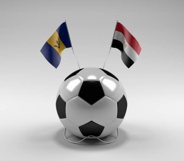 Barbados - Mısır Futbol Bayrakları, Beyaz Arkaplan - 3D Render