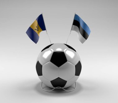 Barbados - Estonya Futbol Bayrakları, Beyaz Arkaplan - 3D Render