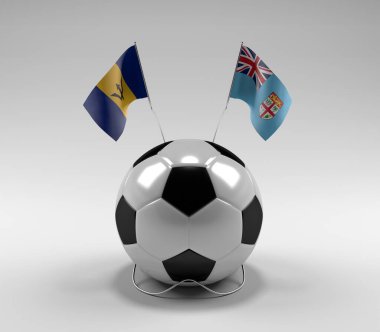 Barbados - Fiji Futbol Bayrakları, Beyaz Arkaplan - 3D Render