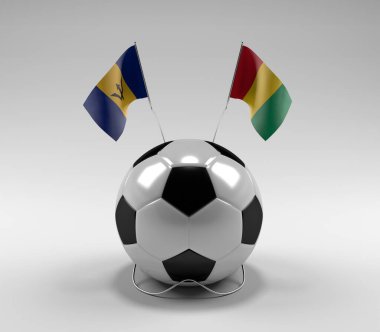 Barbados - Gine Futbol Bayrakları, Beyaz Arkaplan - 3D Render