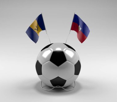 Barbados - Haiti Futbol Bayrakları, Beyaz Arkaplan - 3D Render