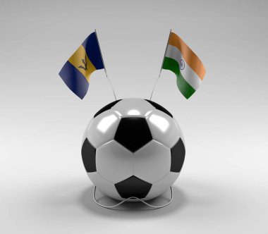 Barbados - Hindistan Futbol Bayrakları, Beyaz Arkaplan - 3D Render