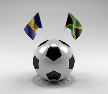 Barbados - Jamaika Futbol Bayrakları, Beyaz Arkaplan - 3D Render