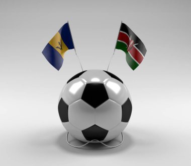 Barbados - Kenya Futbol Bayrakları, Beyaz Arkaplan - 3D Render