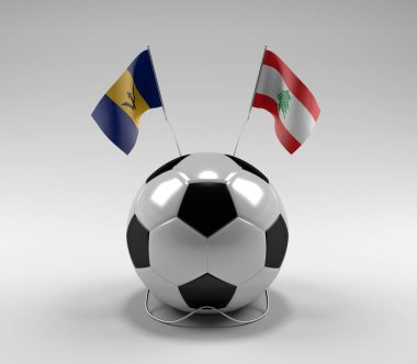Barbados - Lübnan Futbol Bayrakları, Beyaz Arkaplan - 3D Render