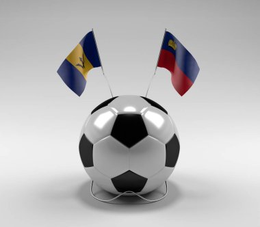 Barbados - Lihtenştayn Futbol Bayrakları, Beyaz Arkaplan - 3D Render