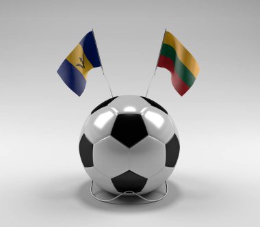 Barbados - Litvanya Futbol Bayrakları, Beyaz Arkaplan - 3D Render