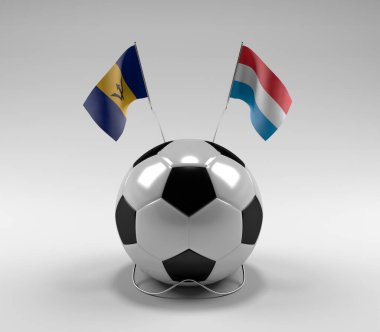 Barbados - Lüksemburg Futbol Bayrakları, Beyaz Arkaplan - 3D Render