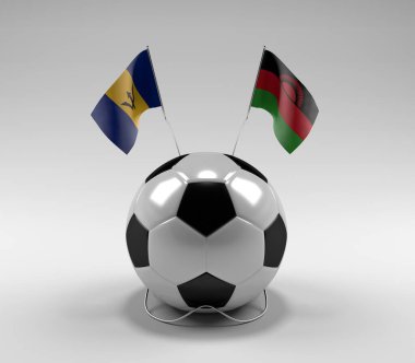 Barbados - Malawi Futbol Bayrakları, Beyaz Arkaplan - 3D Render