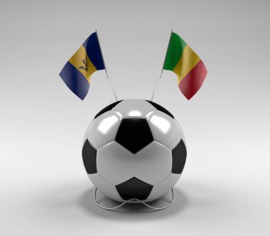 Barbados - Mali Futbol Bayrakları, Beyaz Arkaplan - 3D Render