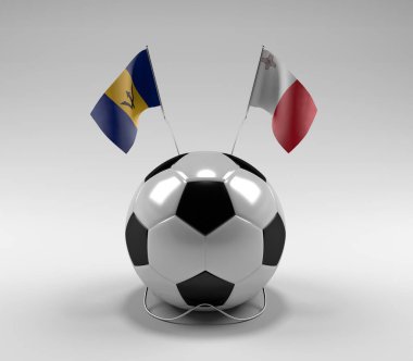 Barbados - Malta Futbol Bayrakları, Beyaz Arkaplan - 3D Render