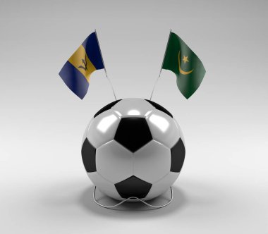 Barbados - Mauritania Football Flags, White Background - 3D Render