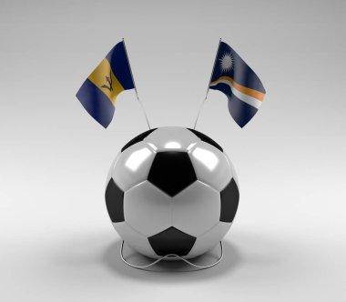 Barbados - Marshall Adaları Futbol Bayrakları, Beyaz Arkaplan - 3D Render