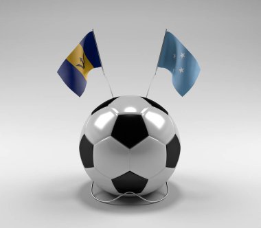 Barbados - Mikronezya Futbol Bayrakları, Beyaz Arkaplan - 3D Render