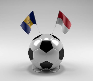 Barbados - Monako Futbol Bayrakları, Beyaz Arkaplan - 3D Render