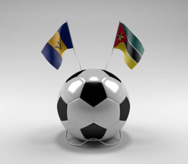 Barbados - Mozambik Futbol Bayrakları, Beyaz Arkaplan - 3D Render