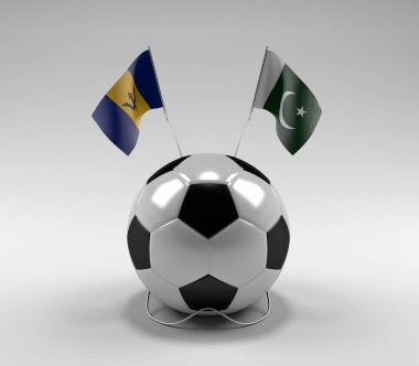 Barbados - Pakistan Futbol Bayrakları, Beyaz Arkaplan - 3D Render