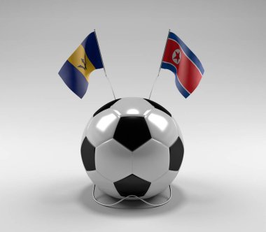 Barbados - Kuzey Kore Futbol Bayrakları, Beyaz Arkaplan - 3D Render