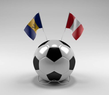 Barbados - Peru Futbol Bayrakları, Beyaz Arkaplan - 3D Render