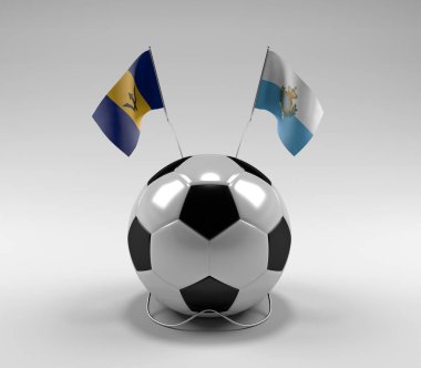 Barbados - San-Marino Futbol Bayrakları, Beyaz Arkaplan - 3D Render