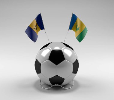 Barbados - Saint-Vincent-and the-Grenadines Futbol Bayrakları, Beyaz Arkaplan - 3D Render