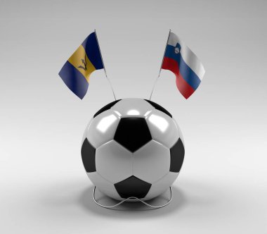 Barbados - Slovenya Futbol Bayrakları, Beyaz Arkaplan - 3D Render