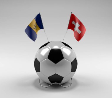 Barbados - İsviçre Futbol Bayrakları, Beyaz Arkaplan - 3D Render