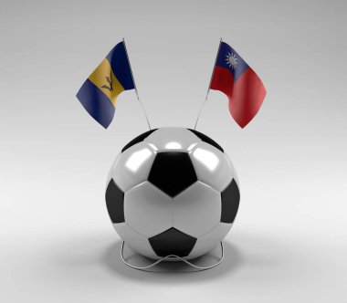 Barbados - Tayvan Futbol Bayrakları, Beyaz Arkaplan - 3D Render