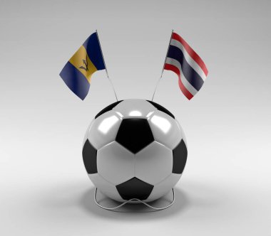 Barbados - Tayland Futbol Bayrakları, Beyaz Arkaplan - 3D Render