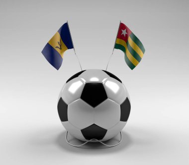 Barbados - Togo Futbol Bayrakları, Beyaz Arkaplan - 3D Render
