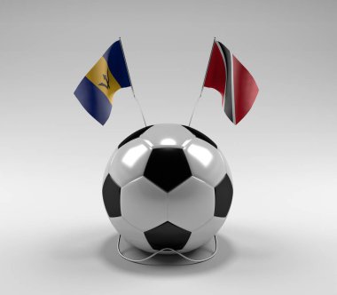 Barbados - Trinidad ve Tobago Futbol Bayrakları, Beyaz Arkaplan - 3D Render