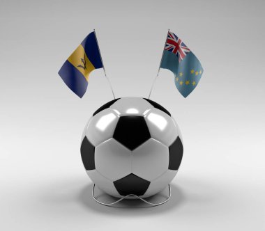 Barbados - Tuvalu Futbol Bayrakları, Beyaz Arkaplan - 3D Render