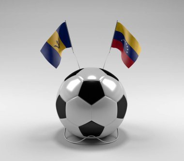 Barbados - Venezuela Futbol Bayrakları, Beyaz Arkaplan - 3D Render