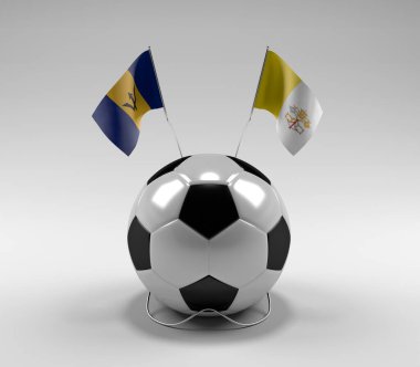 Barbados - Vatikan-Şehir Futbol Bayrakları, Beyaz Arkaplan - 3D Render
