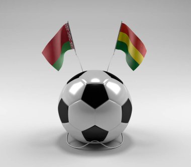 Belarus - Bolivya Futbol Bayrakları, Beyaz Arkaplan - 3D Render