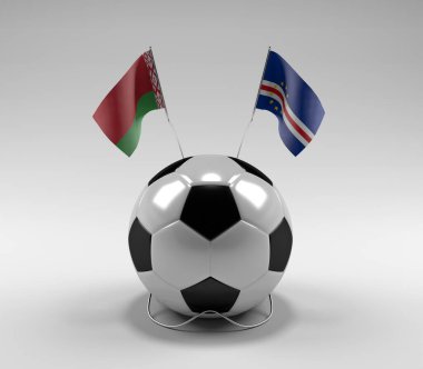 Belarus - Cape-Verde Futbol Bayrakları, Beyaz Arkaplan - 3D Render