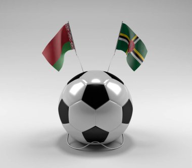 Belarus - Dominica Futbol Bayrakları, Beyaz Arkaplan - 3D Render