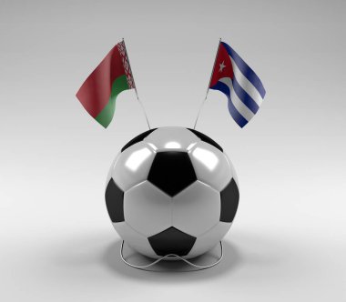 Belarus - Küba Futbol Bayrakları, Beyaz Arkaplan - 3D Render